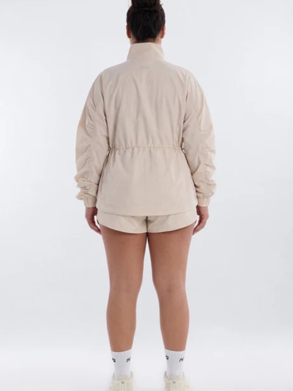 Cream Ruched Funnel Neck Jacket - Picture 10 of 17